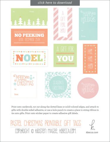 Free Printable Christmas Tags for Gifts from k.becca #holidaytags